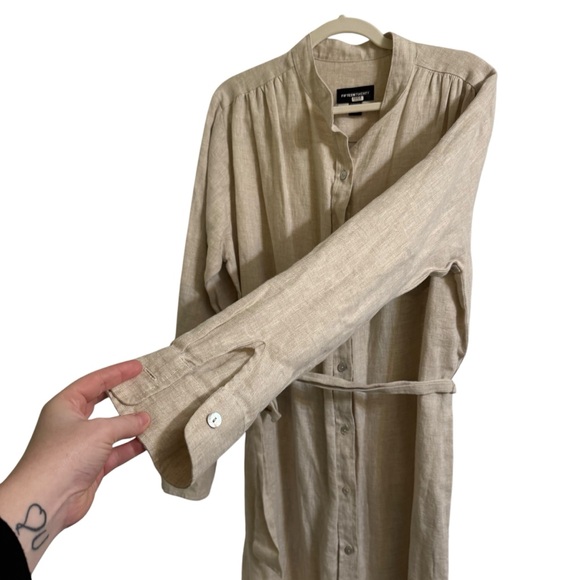 Fifteen Twenty Linen Oatmeal Color Midi Length Shirtdress Size Large - Picture 5 of 9